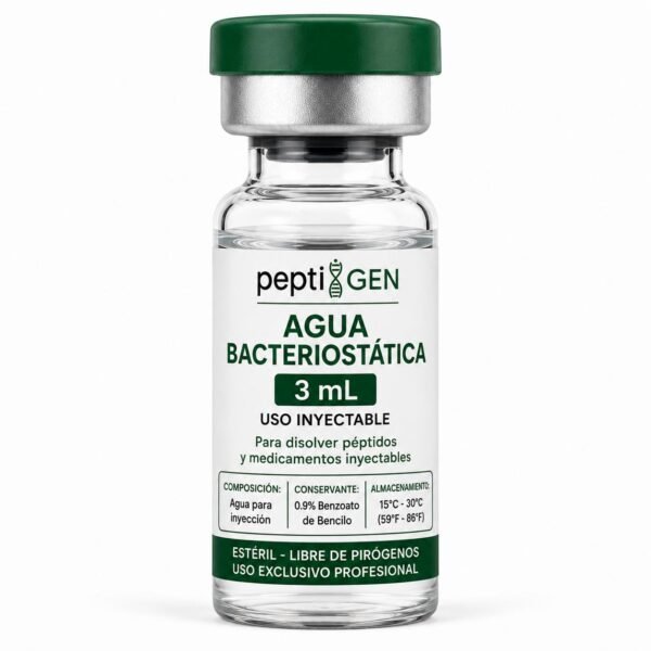 Agua bacteriostática 3 ml vial liofilizado de alta pureza - Peptigene Colombia