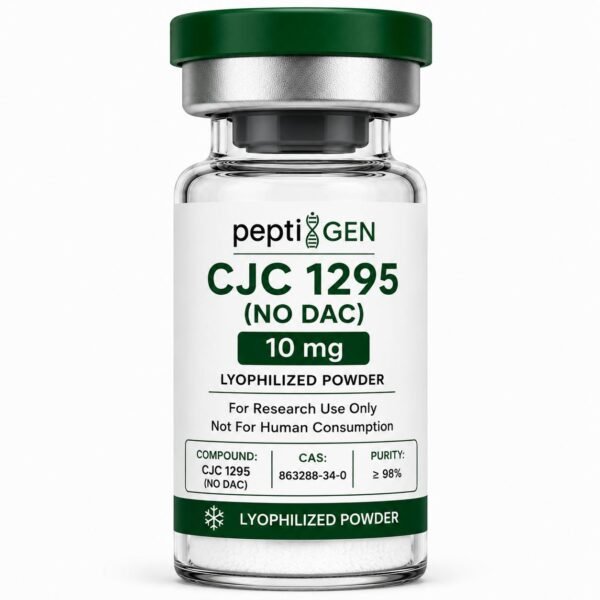 CJC-1295 No DAC 10mg vial liofilizado de alta pureza - Peptigene Colombia