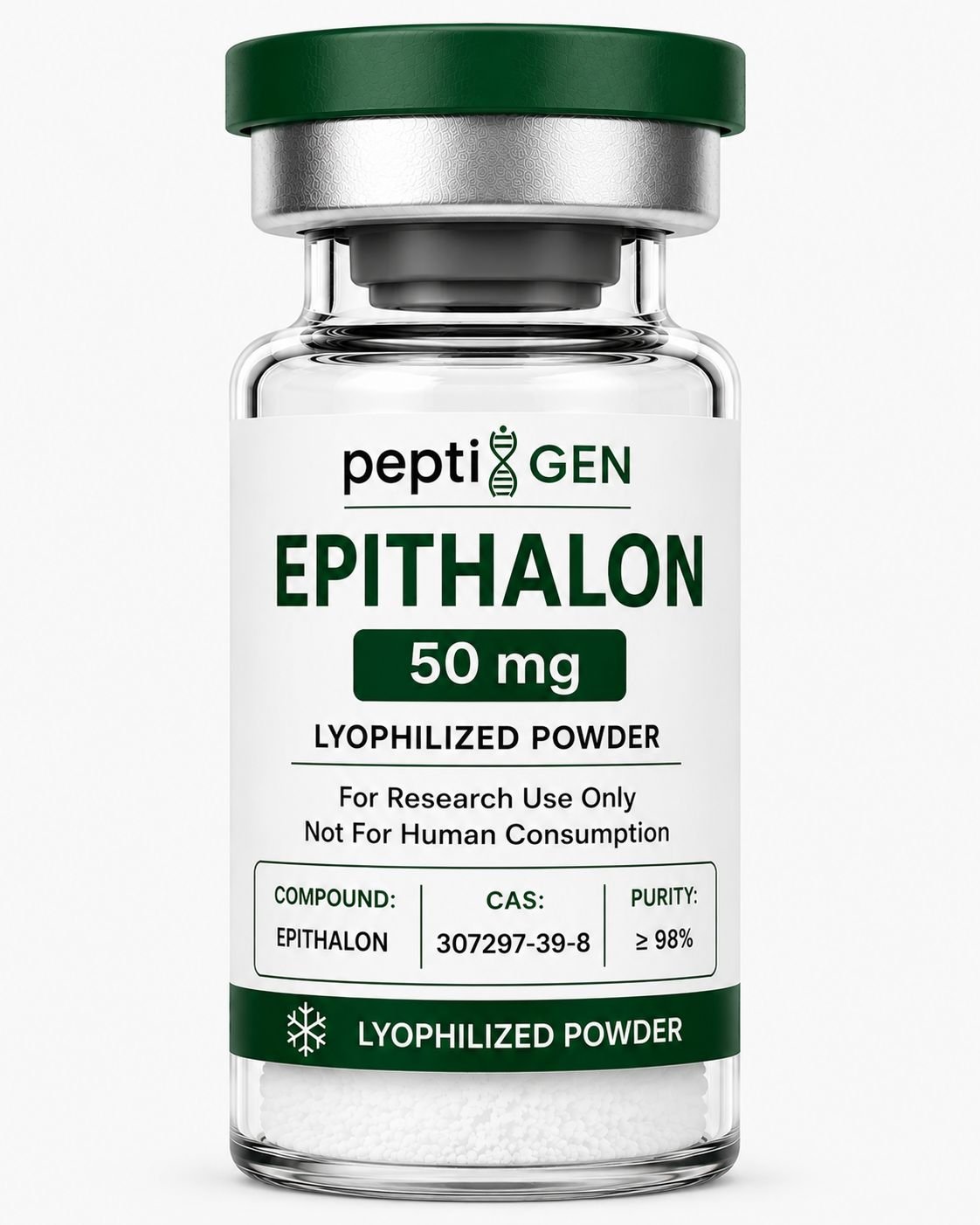 Epithalon 50mg vial liofilizado de alta pureza - Peptigene Colombia