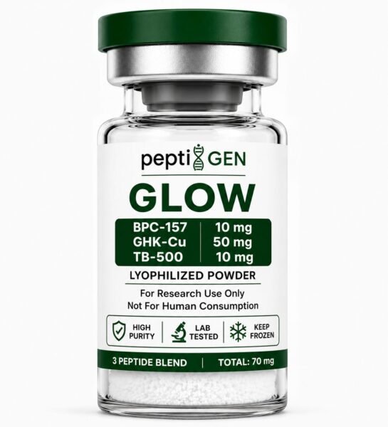 Glow 70mg vial liofilizado de alta pureza - Peptigene Colombia