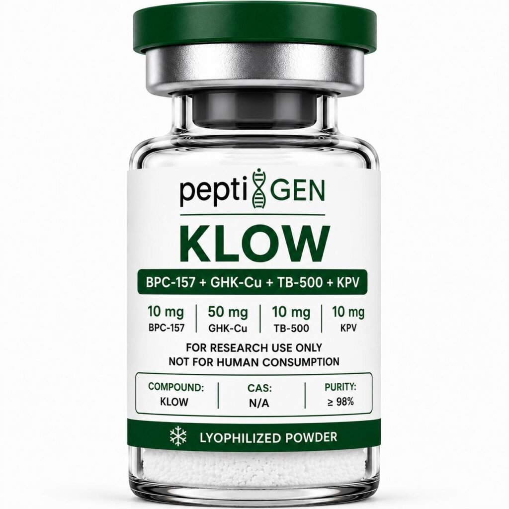 Klow 80 mg vial liofilizado, blend BPC-157 GHK-Cu TB-500 y KPV - Peptigene Colombia
