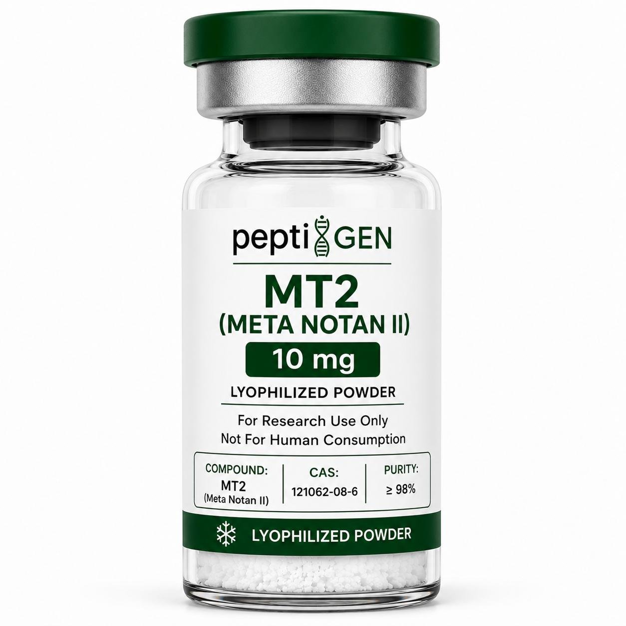 MT2 (Melanotan II) 10mg vial liofilizado de alta pureza - Peptigene Colombia