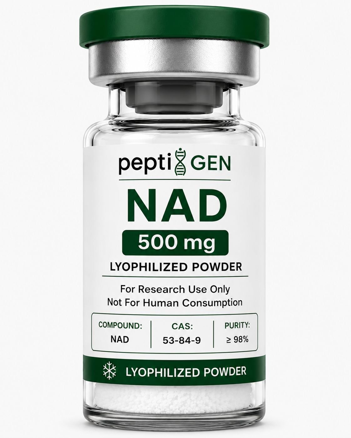 NAD+ 500mg vial liofilizado de alta pureza - Peptigene Colombia