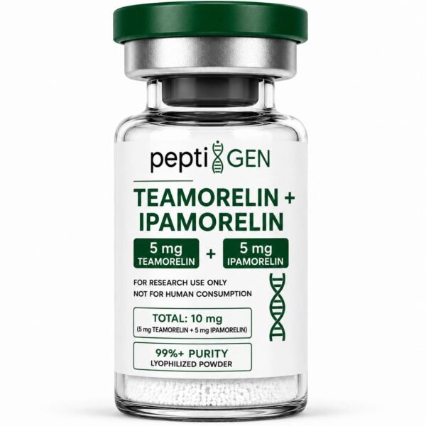 Tesamorelin + Ipamorelin 5mg + 5mg vial liofilizado de alta pureza - Peptigene Colombia